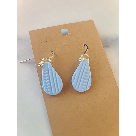 Polymer Clay Blue Floral Dangling Earrings New - Picture 6 of 10